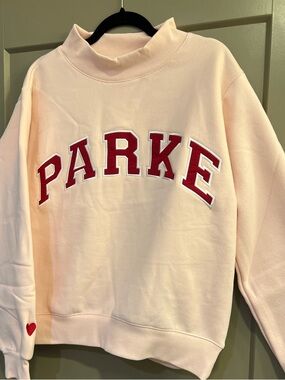 Brand New Parke Pink Heart Sweatshirt Valentines Drop. Peony & Crimson. NWT
S\M